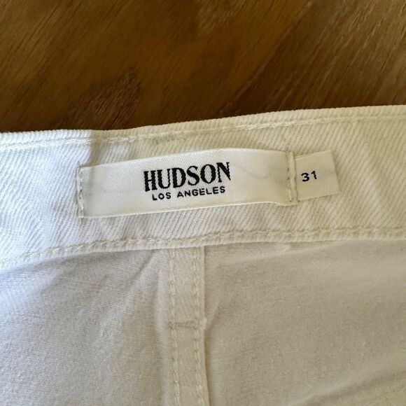 Hudson Bettie High Waist Tapered Jeans in White - Picture 6 of 11